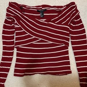 Striped off-the-shoulder sweater